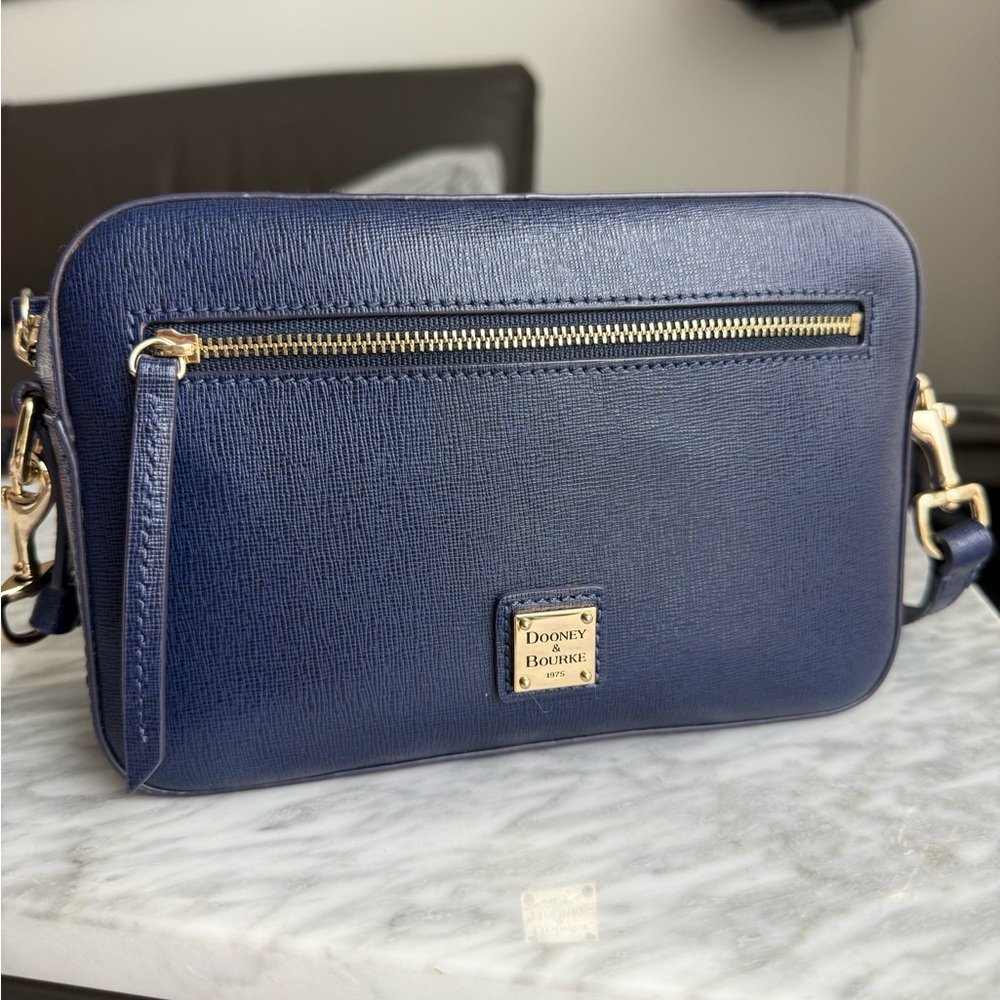 Dooney & Bourke Saffiano Leather camera crossbody bag blue
